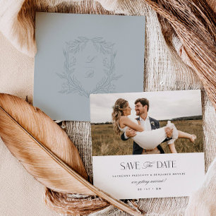 Tarjeta de Foto de Anuncio de Boda Jacquard Crest