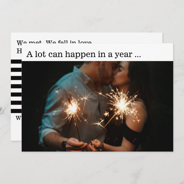 Tarjeta de foto de anuncio de compromiso de Año Nu (Anverso / Reverso)