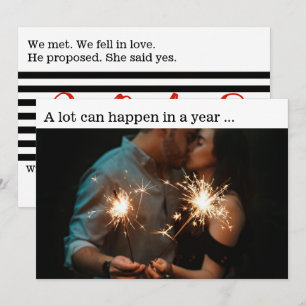 Tarjeta de Foto de Anuncio de Compromiso de Año Nu