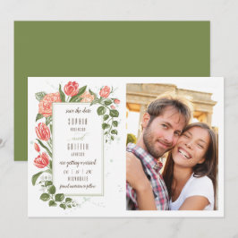 Tarjeta de Foto de Anuncio de Fecha de Boda con Ab