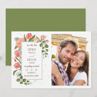 Tarjeta de Foto de Anuncio de Fecha de Boda con Ab