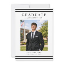 Tarjeta de Foto de Anuncio de Graduado Elegante y 
