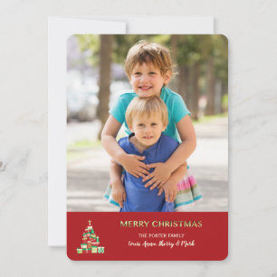 Tarjeta de foto de árbol de Navidad de cajas de re