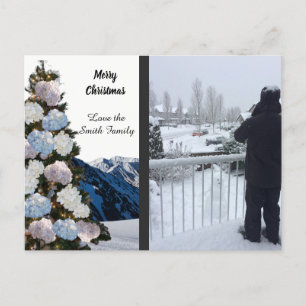 Tarjeta de foto de árbol de Navidad de Hortensia e