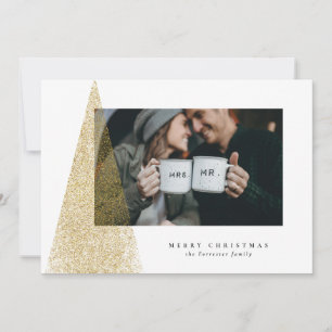 Tarjeta de foto de árbol de Navidad moderno de oro