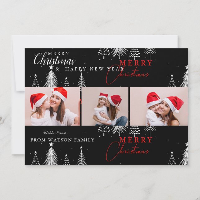 Tarjeta de foto de árbol de Navidad simple y elega (Anverso)