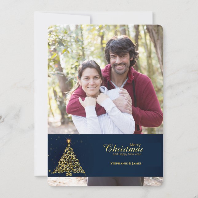 Tarjeta de Foto de Árbol Dorado (Anverso)