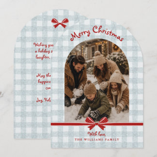 Tarjeta de foto de arco de Navidad con lazos de gi