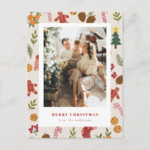Tarjeta de foto de artículos navideños y de tempor