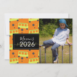Tarjeta de foto de autobús del primer día de clase