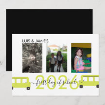 Tarjeta de foto de autobús del primer día de clase
