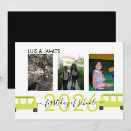 Tarjeta de foto de autobús del primer día de clase