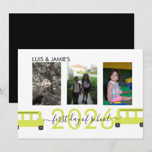 Tarjeta de foto de autobús del primer día de clase