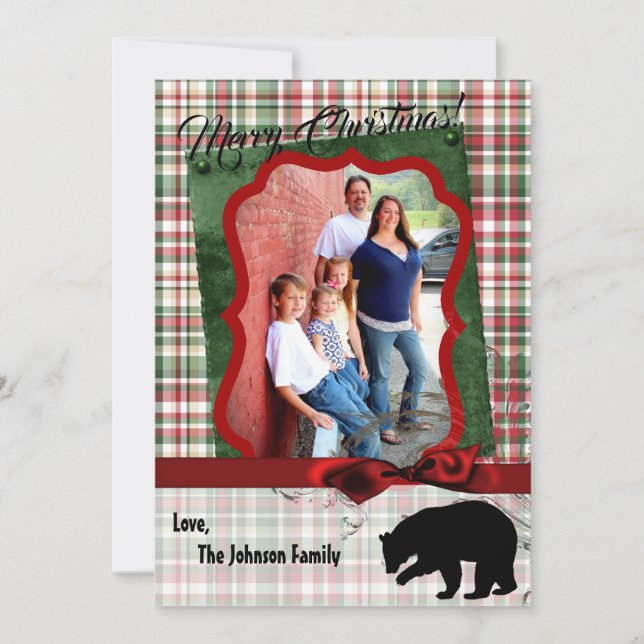 Tarjeta de foto de Bear Fabri para Navidades rojos (Anverso)