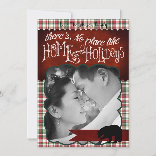 Tarjeta de foto de Bear Fabri para Navidades rojos (Anverso)