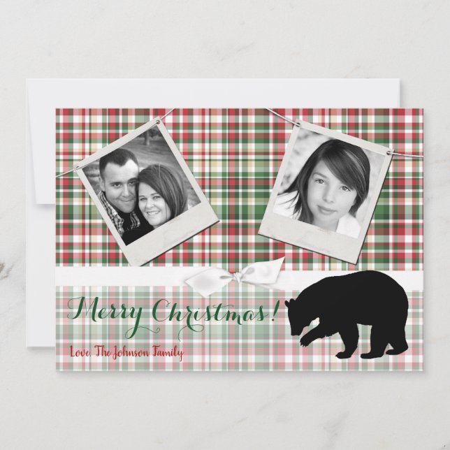 Tarjeta de foto de Bear Fabri para Navidades rojos (Anverso)