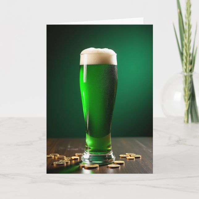 Tarjeta de Foto de Bebida Verde Afortunada (Anverso)