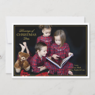 Tarjeta de Foto de Bendiciones de Navidad enmarcad