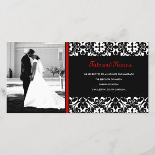 Tarjeta de foto de boda 311-DAMASKO ROJO