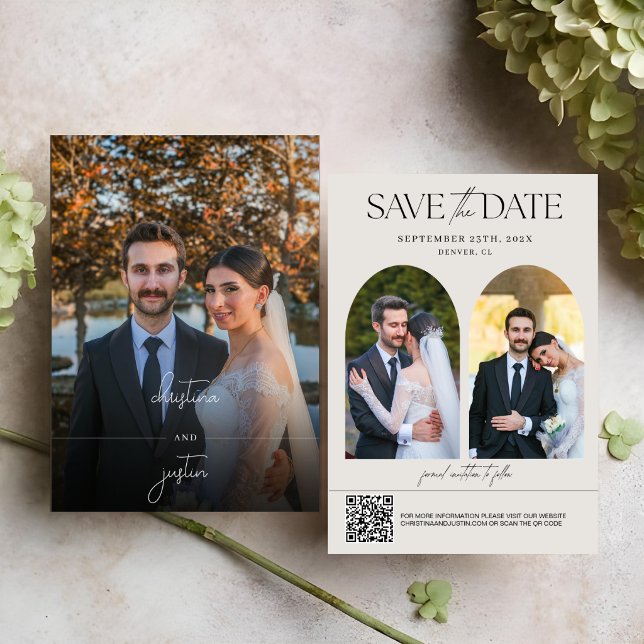 Tarjeta de Foto de Boda con Código Qr de Letra Mod (Subido por el creador)