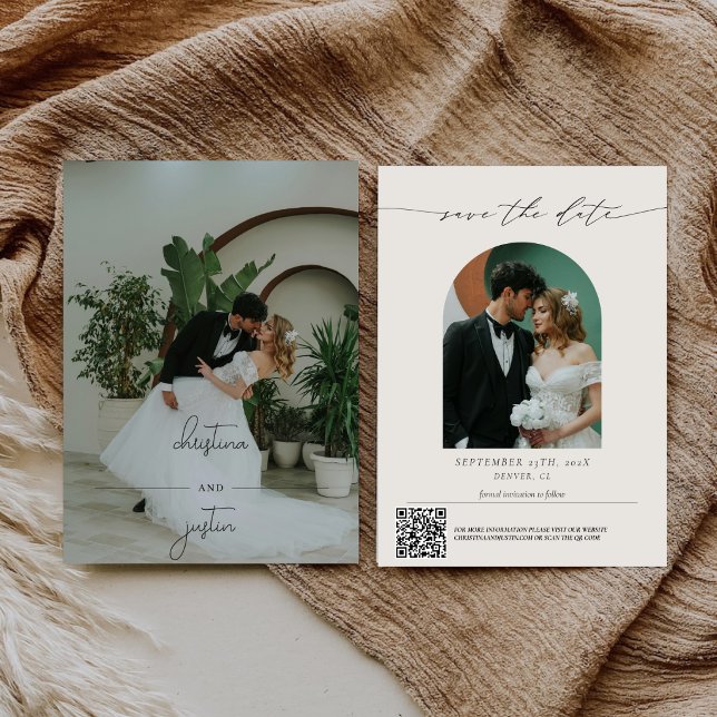Tarjeta de Foto de Boda con Código Qr de Letra Mod (Subido por el creador)