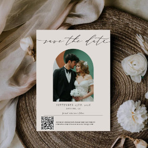 Tarjeta de Foto de Boda con Código Qr de Letra Mod