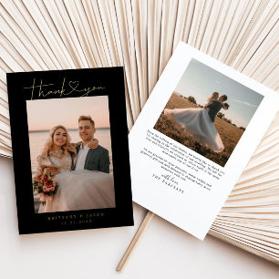 Tarjeta de foto de boda con corazón de guión minim