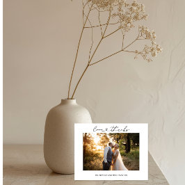Tarjeta de foto de boda con guión de corazón de am