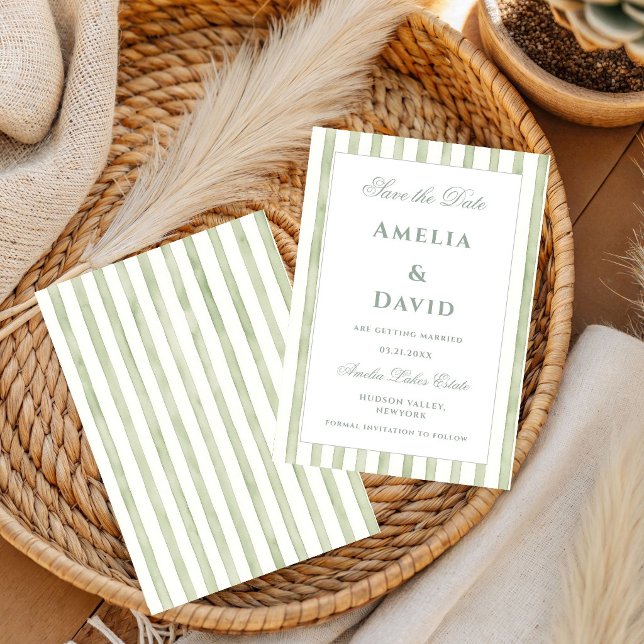 Tarjeta de Foto de Boda con Raya de Acuarela Verde (Subido por el creador)