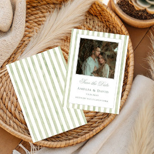 Tarjeta de Foto de Boda con Raya de Acuarela Verde