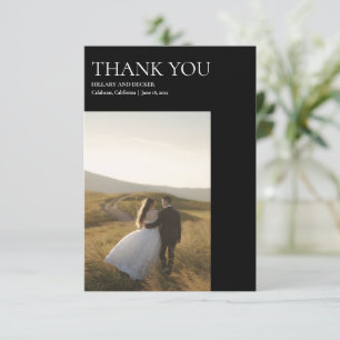 Tarjeta de foto de boda de agradecimiento clásica 