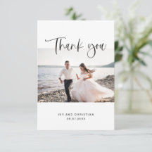 Tarjeta de foto de boda de agradecimiento con cali