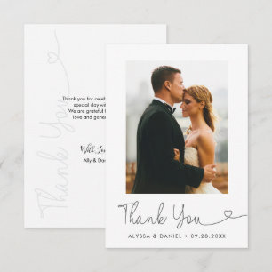 Tarjeta de foto de boda de agradecimiento con guió
