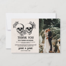 Tarjeta de foto de boda de agradecimiento de cráne
