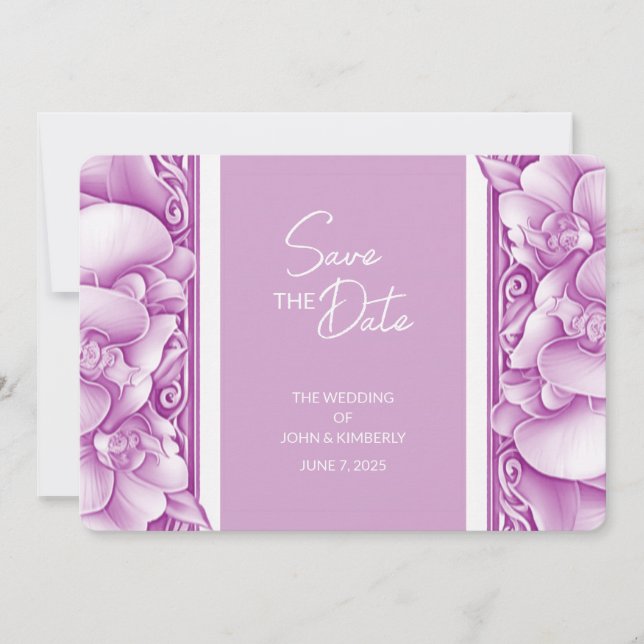 Tarjeta de Foto de Boda de Orquídeas para Guardar  (Anverso)