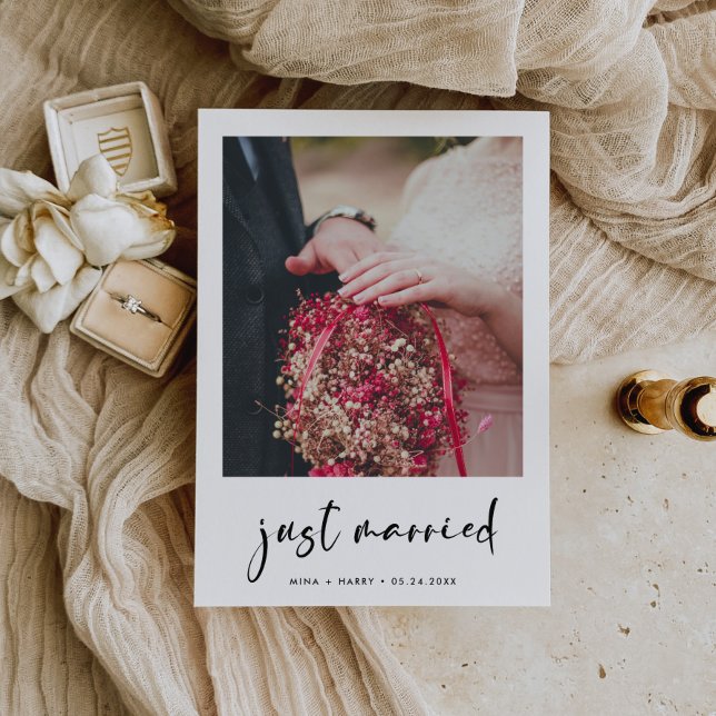 Tarjeta de foto de boda moderna casada (Subido por el creador)