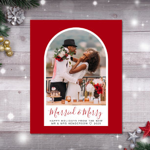 Tarjeta de foto de Budget Married Merry Christmas 