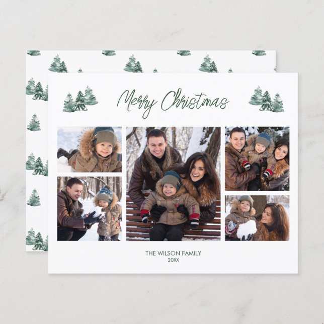Tarjeta de foto de Budget Merry Christmas Rustic P (Anverso / Reverso)