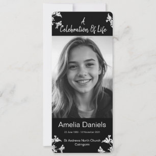 Tarjeta de foto de celebración de la vida de flor