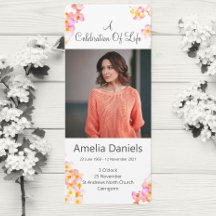 Tarjeta de foto de celebración de la vida de flor 
