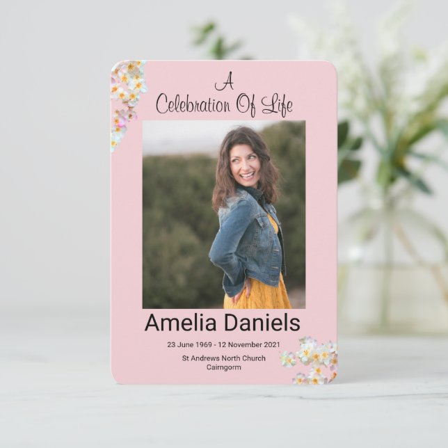 Tarjeta de Foto de Celebración de Vida de Espino B (Anverso de pie)