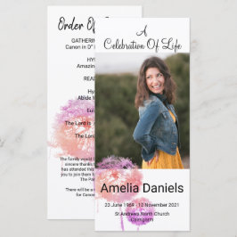 Tarjeta de Foto de Celebración de Vida de Flor Sil