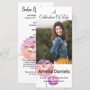 Tarjeta de Foto de Celebración de Vida de Flor Sil