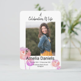 Tarjeta de Foto de Celebración de Vida de Flor Sil