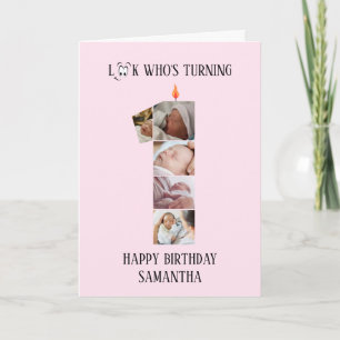 Tarjeta de foto de cumpleaños número 1