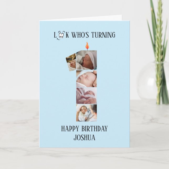 Tarjeta de foto de cumpleaños número 1 (Anverso)