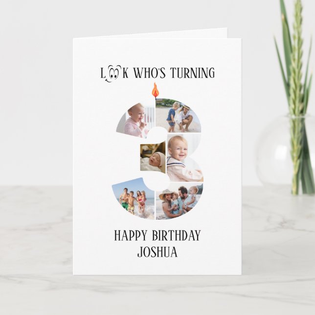 Tarjeta de foto de cumpleaños número 3 (Anverso)