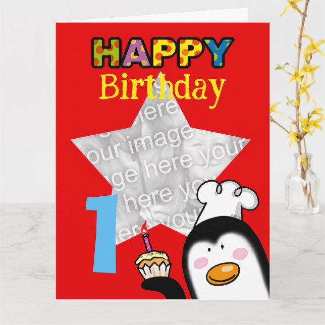 Tarjeta de foto de cumpleaños personalizada de pin (flor amarilla)
