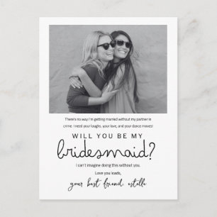 Tarjeta de Foto de Dama de Honor con Letra Moderna