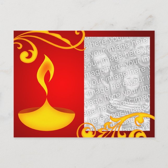 tarjeta de foto de diwali grei luz preciosa (Anverso)